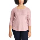 Plus Size Chaps Cotton Pintuck Lace Bib Top, Women's, Size: 1xl, Pink