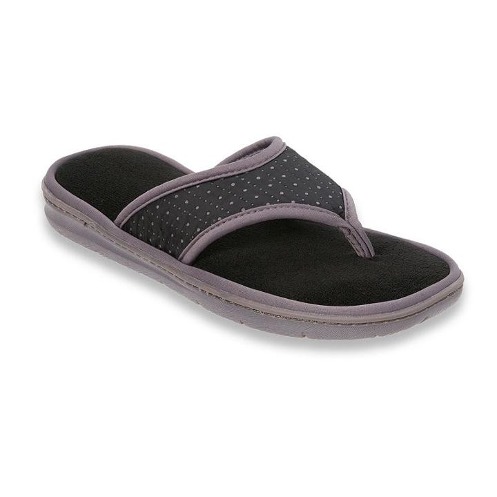Dearfoams Women's Perforated Thong Slippers, Size: Medium, Black
