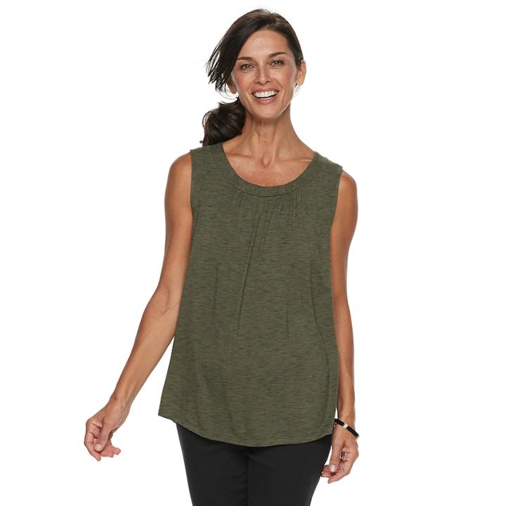 Women's Croft & Barrow&reg; Pleated Swing Tank, Size: Small, Green