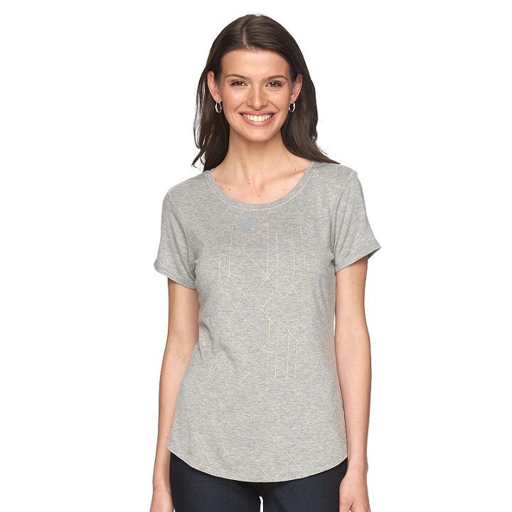 Women's Apt. 9&reg; Glitter Graphic Tee, Size: Xs, Grey