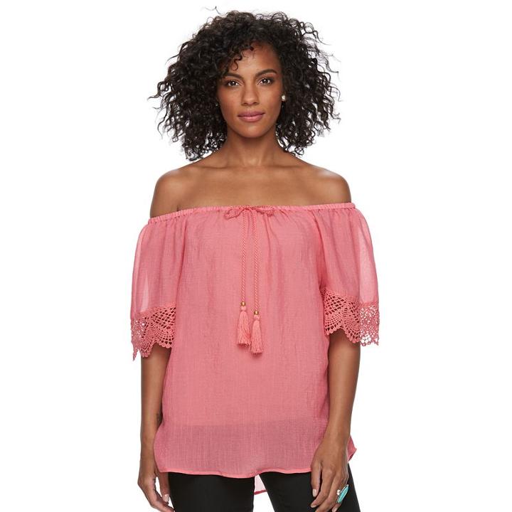 Women's Harve Benard Slubbed Off-the-shoulder Top, Size: Xl, Brt Pink