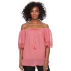 Women's Harve Benard Slubbed Off-the-shoulder Top, Size: Xl, Brt Pink