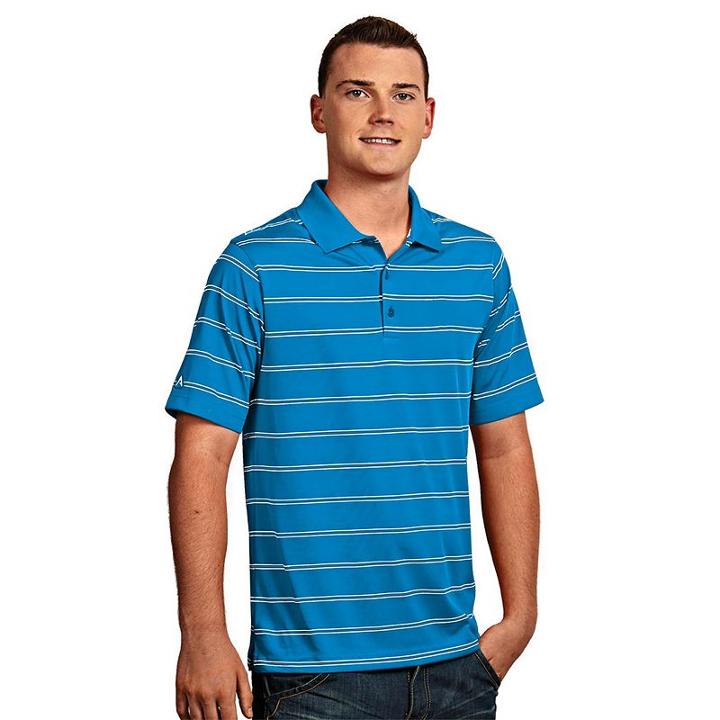 Men's Antigua Striped Performance Golf Polo, Size: Medium, Med Blue