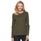 Women's Croft & Barrow&reg; Crewneck Tee, Size: Small, Green