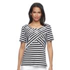 Petite Napa Valley Striped Embellished Tee, Women's, Size: Xl Petite, Black