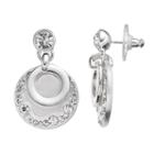 Dana Buchman Wavy Simulated Crystal Nickel Free Disc Drop Earrings, Women's, Silver