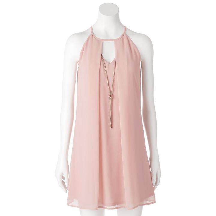 Juniors' Lily Rose Choker Shift Halter Dress, Girl's, Size: Medium, Pink