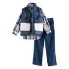 Boys 4-7 Nannette 3-pc. Vest, Plaid Shirt & Jeans Set, Size: 4, Blue