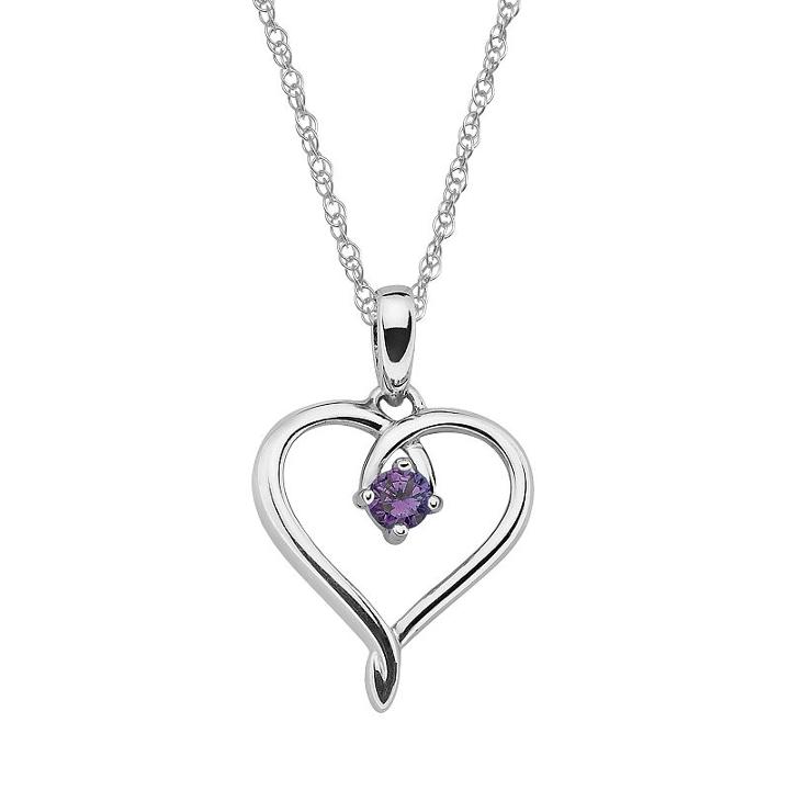 Sterling Silver Amethyst Openwork Heart Pendant, Women's, Size: 18, Purple