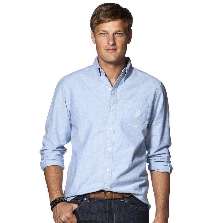 Men's Chaps Classic-fit Stretch Oxford Tattersall Button-down Shirt, Size: Xl, Blue