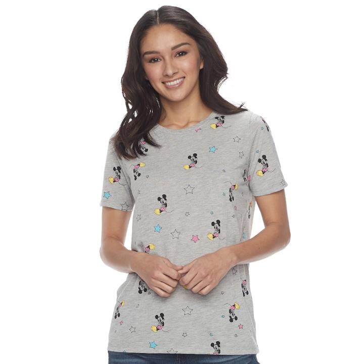 Disney's' Mickey Mouse Juniors' Star Graphic Tee, Teens, Size: Medium, Grey