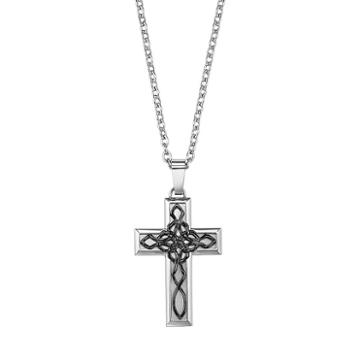Axl By Triton Stainless Steel Celtic Knot Cross Pendant - Men, Size: 24, Grey