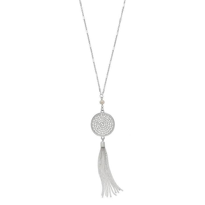 Lc Lauren Conrad Long Spiral Tassel Necklace, Women's, White Oth