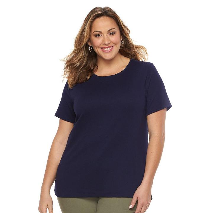 Plus Size Croft & Barrow&reg; Essential Crewneck Tee, Women's, Size: 3xl, Blue