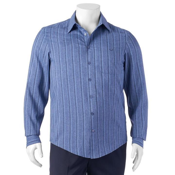 Big & Tall Haggar Classic-fit Striped Easy-care Microfiber Button-down Shirt, Men's, Size: 3xb, Blue Other