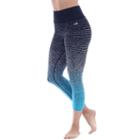 Women's Marika Ombre Striped Seamless Capris, Size: Xl, Turquoise/blue (turq/aqua)