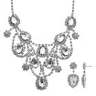 Crystal Allure Bib Necklace And Drop Earring Set, Women's, Size: 17, White