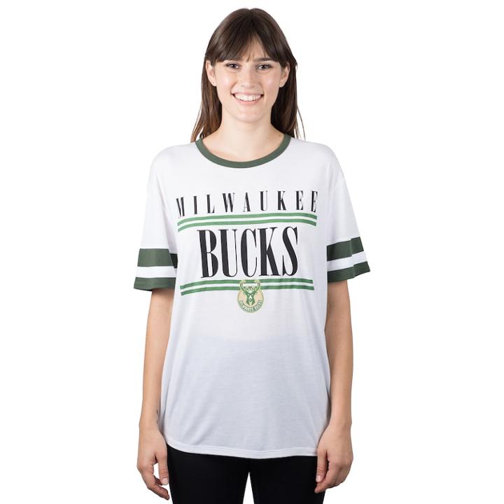 Women's Milwaukee Bucks Ringer Tee, Size: Large, White
