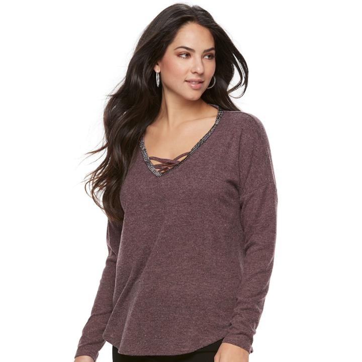 Women's Jennifer Lopez Strappy Tee, Size: Xxl, Purple