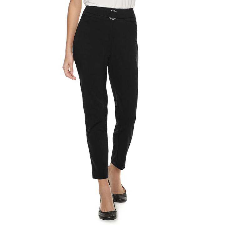 Women's Studio 253 Belted Millennium Ankle Pants, Size: Medium, Black