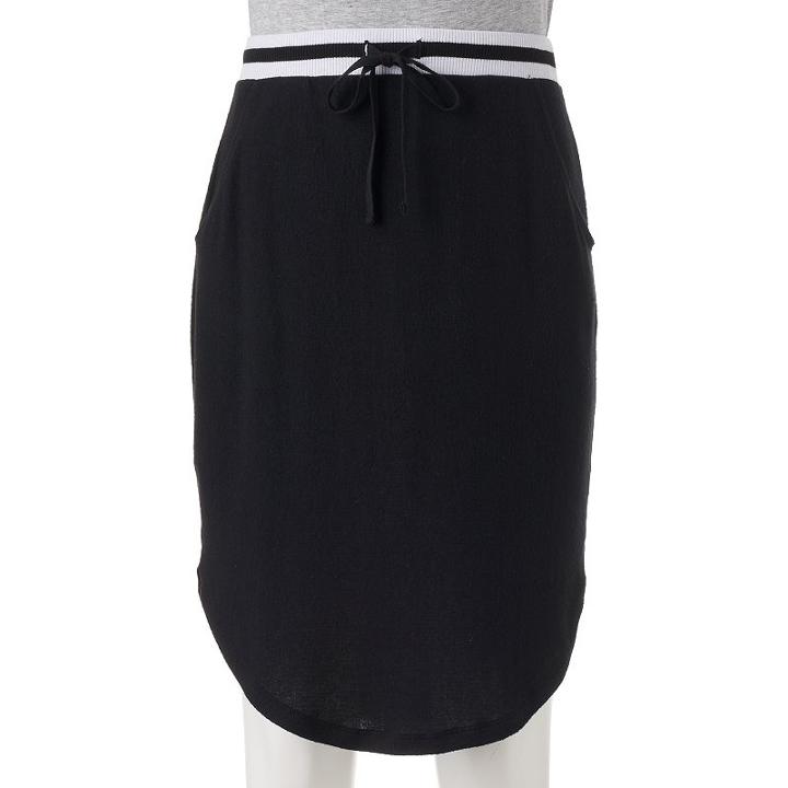 Juniors' So&reg; Striped Sporty Midi Skirt, Teens, Size: Xl, Black