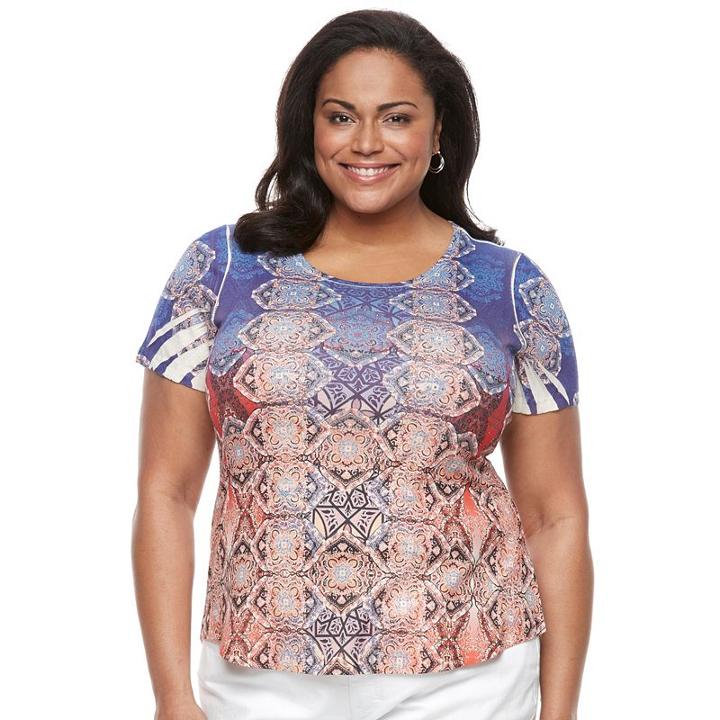 Plus Size World Unity Print Sublimation Tee, Women's, Size: 3xl, Med Beige