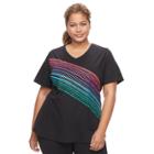 Plus Size Tek Gear&reg; Easy Graphic V-neck Workout Tee, Women's, Size: 2xl, Black