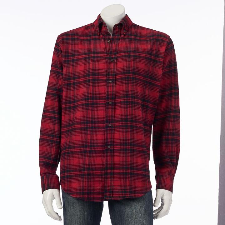 Men's Croft & Barrow&reg; Slim-fit Plaid Flannel Button-down Shirt, Size: Xl, Dark Red