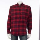 Men's Croft & Barrow&reg; Slim-fit Plaid Flannel Button-down Shirt, Size: Xl, Dark Red