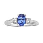 The Regal Collection Genuine Tanzanite And 1/5 Carat T.w. Diamond 14k White Gold 3-stone Ring, Women's, Size: 6, Purple