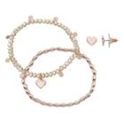 Lc Lauren Conrad Heart Beaded Stretch Bracelet & Stud Earring Set, Women's, Light Pink