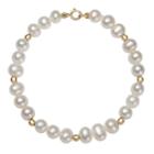 Kids' Freshwater Cultured Pearl & 14k Gold Bead Stretch Bracelet, Women's, White