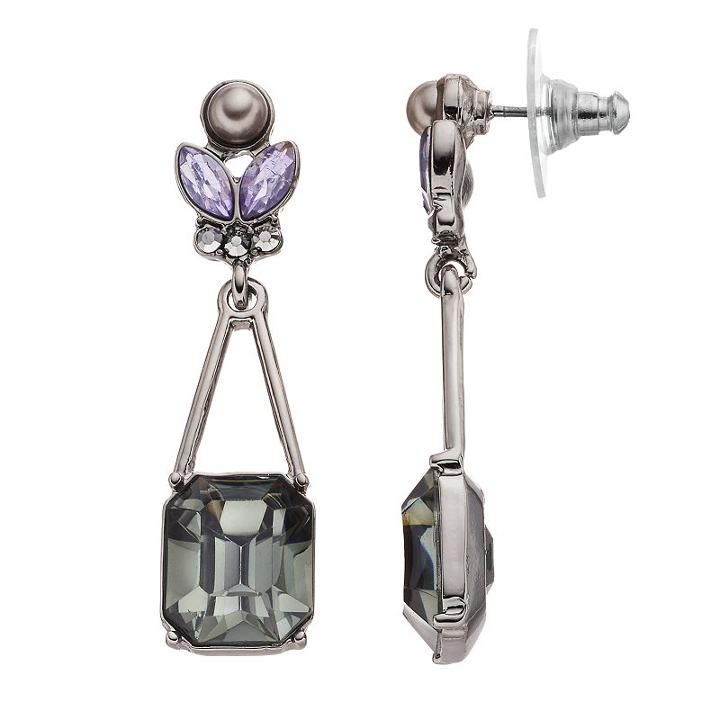 Simply Vera Vera Wang Geometric Stone Nickel Free Drop Earrings, Women's, Purple Oth
