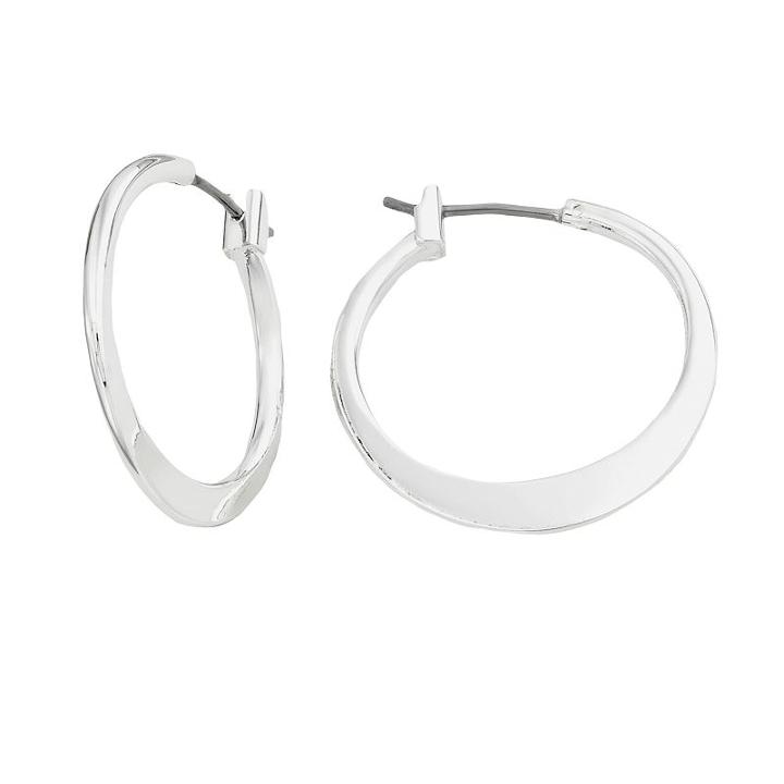 Napier Silver-tone Flat Hoop Earrings, Women's, Grey
