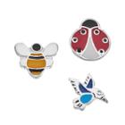 Blue La Rue Silver-plated Hummingbird, Ladybug & Bee Charm Set, Women's, Multicolor