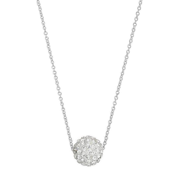 Silver Luxuries Silver Tone Crystal Fireball Pendant Necklace, Women's, White