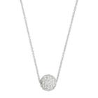 Silver Luxuries Silver Tone Crystal Fireball Pendant Necklace, Women's, White