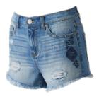 Juniors' Mudd&reg; Embroidered Ripped Shortie Shorts, Girl's, Size: 9, Blue Other