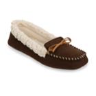 Dearfoams Women's Microfiber Memory Foam Moccasin Slippers, Size: Medium, Dark Brown