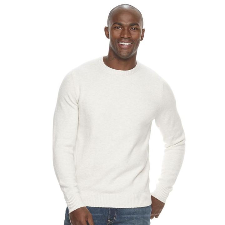 Men's Croft & Barrow&reg; Classic-fit Stretch Crewneck Sweater, Size: Large, Lt Beige