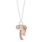 Mudd&reg; Leaf, Medallion & Tassel Charm Necklace, Women's, Pink