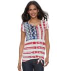 Women's Rock & Republic&reg; Tie-front Flag Graphic Tee, Size: Xs, Med Red