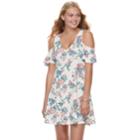 Juniors' Almost Famous Floral Cold-shoulder Dress, Teens, Size: Large, Dark Beige