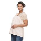 Maternity A:glow Embroidered Dolman Tee, Women's, Size: Xxl-mat, Natural