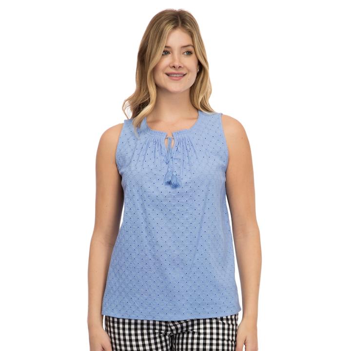 Women's Izod Eyelet Splitneck Tank, Size: Large, Blue