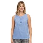 Women's Izod Eyelet Splitneck Tank, Size: Large, Blue