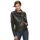 Women's Sebby Collection Faux-leather Motorcycle Jacket, Size: Medium, Brown