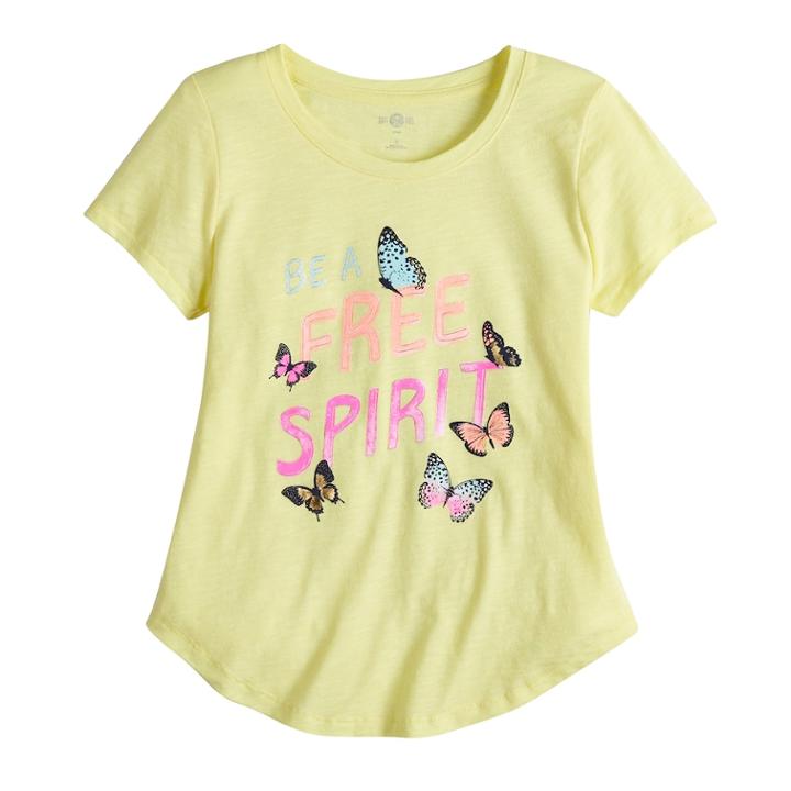 Girls 7-16 & Plus Size So&reg; Curve Hem Shiny Graphic Tee, Size: 7-8, Brt Yellow