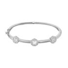 Sterling Silver Lab-created White Sapphire & 1/4 Carat T.w. Diamond Halo Bangle Bracelet, Women's