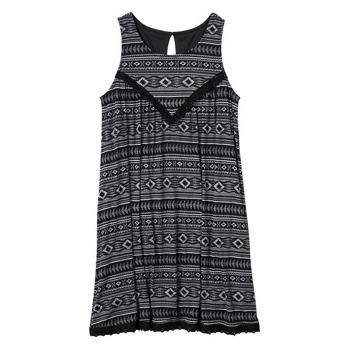 Girls 7-16 Mudd&reg; Crochet Gauze Swing Dress, Girl's, Size: 10, Black